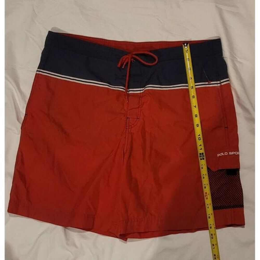 Vtg Polo Sport Ralph Lauren Men's L Nylon Swimming Cargo Shorts Rugby Striped